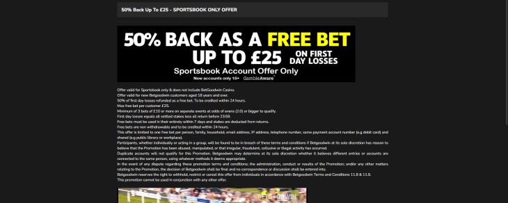 BetGoodwin Bonus Offer